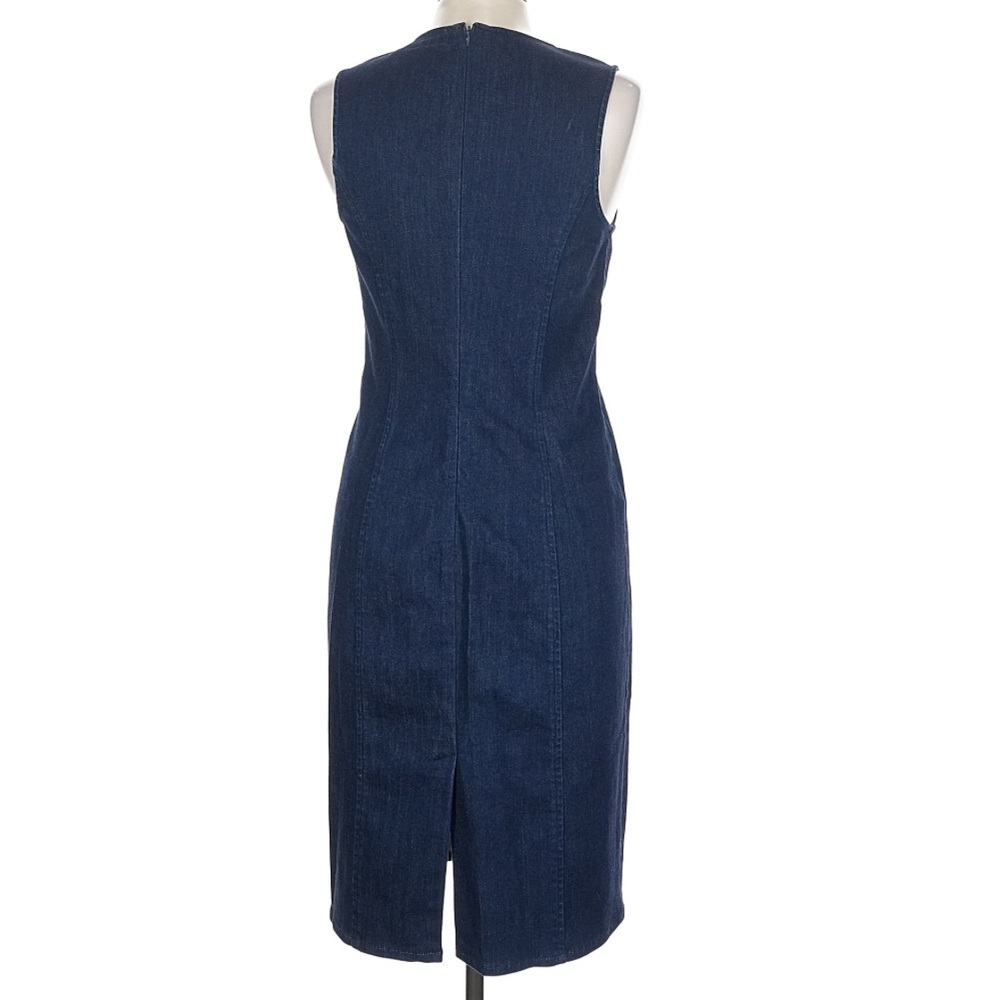 Polo Ralph Lauren Blue Denim Sleeveless Fitted Sheath Midi Dress Size 10 - Picture 3 of 10